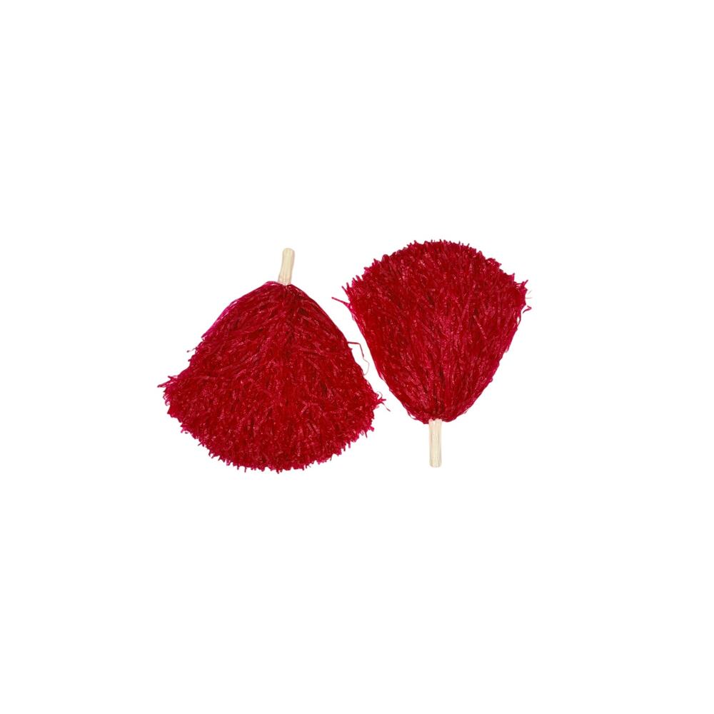 Vintage Red Cheerleading Pom Poms Set